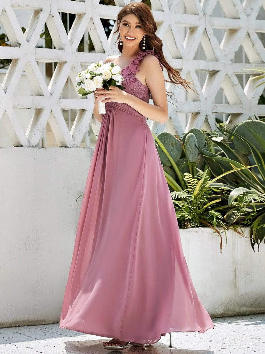 Chiffon One Shoulder Maxi Long Bridesmaid Dresses for Women #color_Purple Orchid