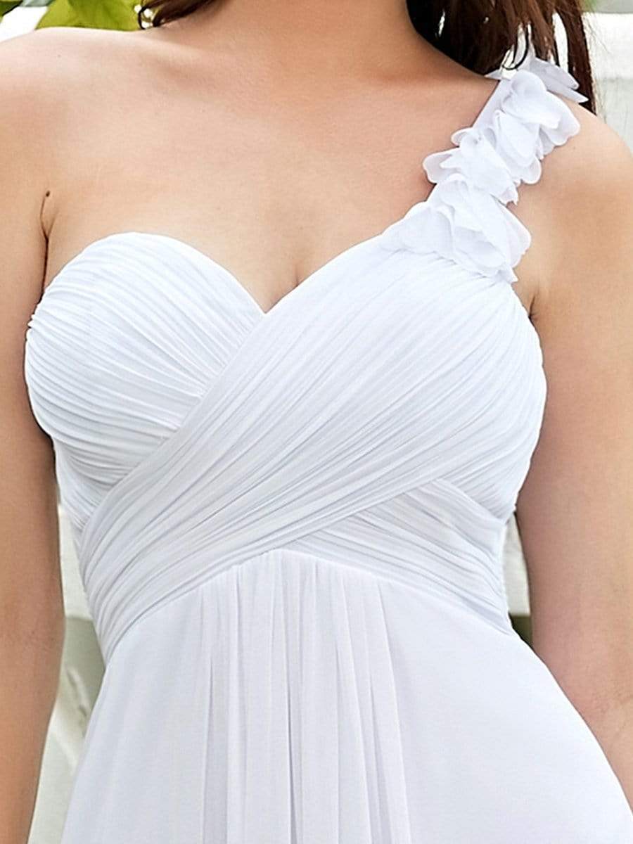 Chiffon One Shoulder Maxi Long Bridesmaid Dresses for Women #color_White