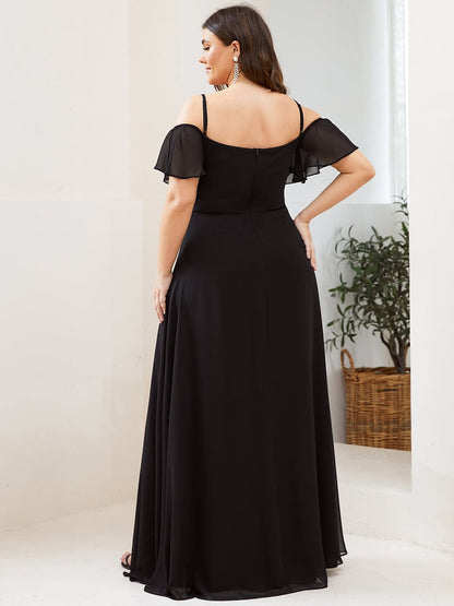 Plus Size Sexy High Slit Long Formal Evening Dresses #color_Black 