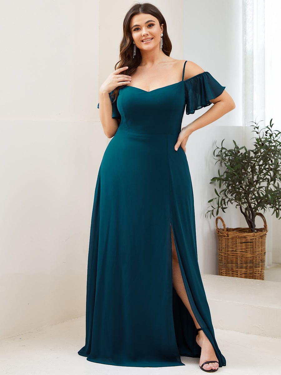 Plus Size Sexy High Slit Long Formal Evening Dresses