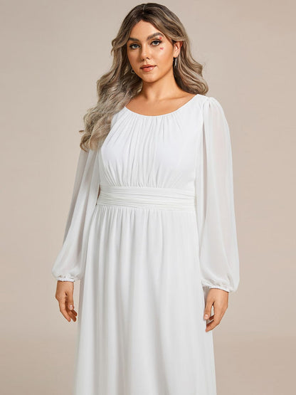 Chiffon High Empire Waist Puff Sleeve Bridesmaid Dress #color_White