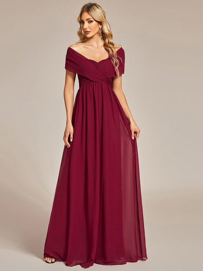 Multiway Chiffon Pleated Strapless Tie-Waist Bridesmaid Dress #color_Burgundy