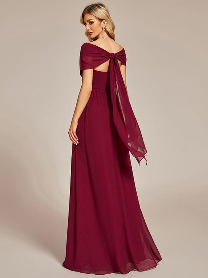 Custom Size Convertible Chiffon Pleated A-Line Bridesmaid Dress #color_Burgundy