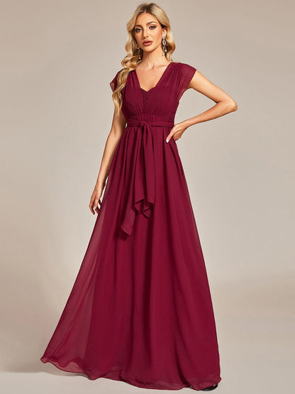 Custom Size Convertible Chiffon Pleated A-Line Bridesmaid Dress #color_Burgundy