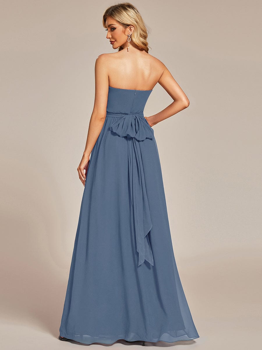 Custom Size Convertible Chiffon Pleated A-Line Bridesmaid Dress #color_Dusty Navy