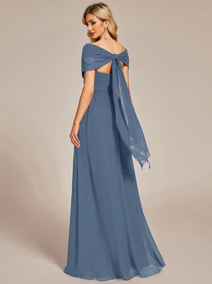 Custom Size Convertible Chiffon Pleated A-Line Bridesmaid Dress #color_Dusty Navy