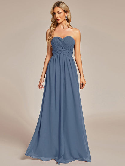 Custom Size Convertible Chiffon Pleated A-Line Bridesmaid Dress #color_Dusty Navy