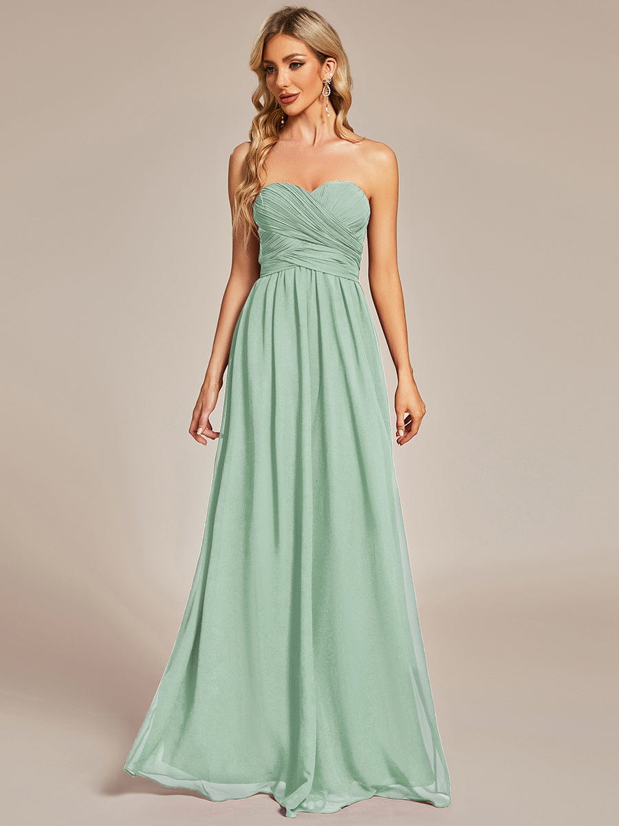 Custom Size Convertible Chiffon Pleated A-Line Bridesmaid Dress #color_Mint Green