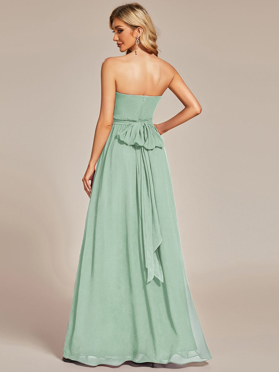 Custom Size Convertible Chiffon Pleated A-Line Bridesmaid Dress #color_Mint Green