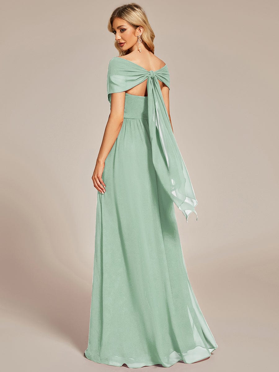 Custom Size Convertible Chiffon Pleated A-Line Bridesmaid Dress #color_Mint Green