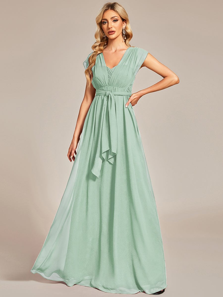 Custom Size Convertible Chiffon Pleated A-Line Bridesmaid Dress #color_Mint Green