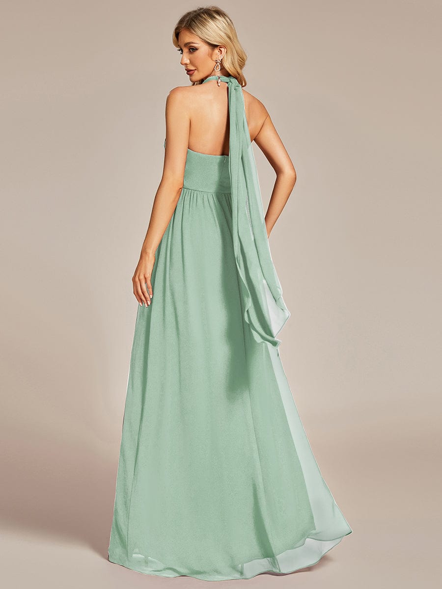 Custom Size Convertible Chiffon Pleated A-Line Bridesmaid Dress #color_Mint Green