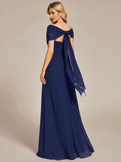 Custom Size Convertible Chiffon Pleated A-Line Bridesmaid Dress #color_Navy Blue