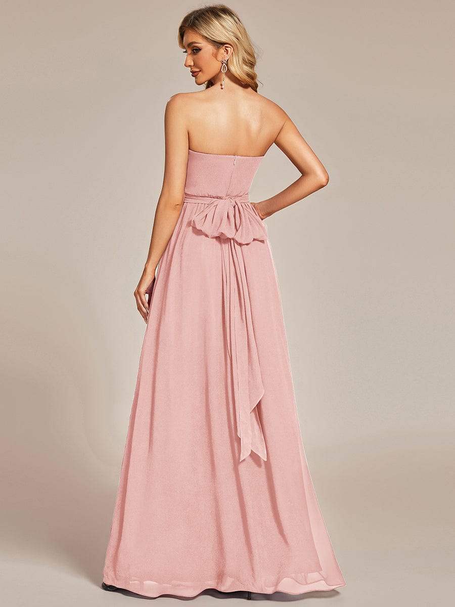 Custom Size Convertible Chiffon Pleated A-Line Bridesmaid Dress #color_Pink