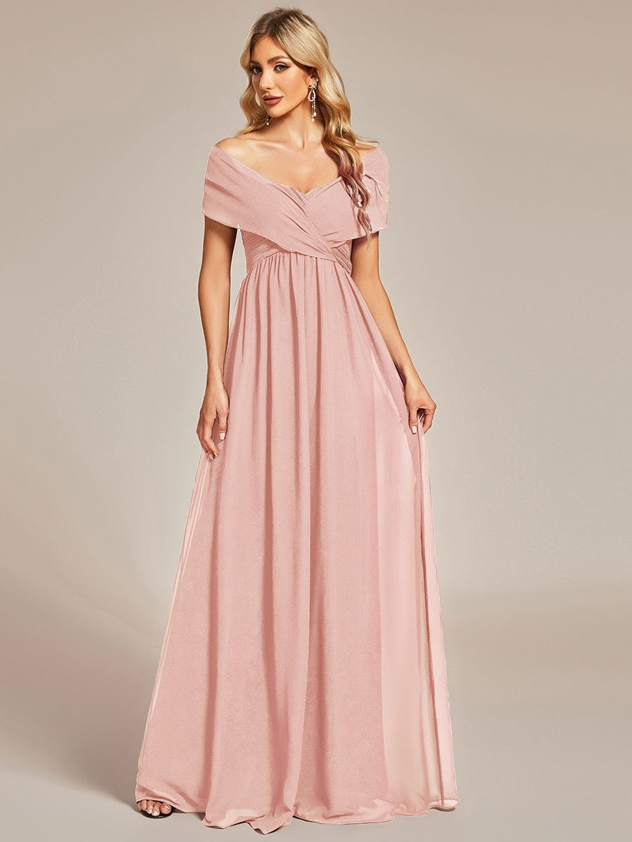 Custom Size Convertible Chiffon Pleated A-Line Bridesmaid Dress #color_Pink