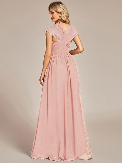 Multiway Chiffon Pleated Strapless Tie-Waist Bridesmaid Dress #color_Pink