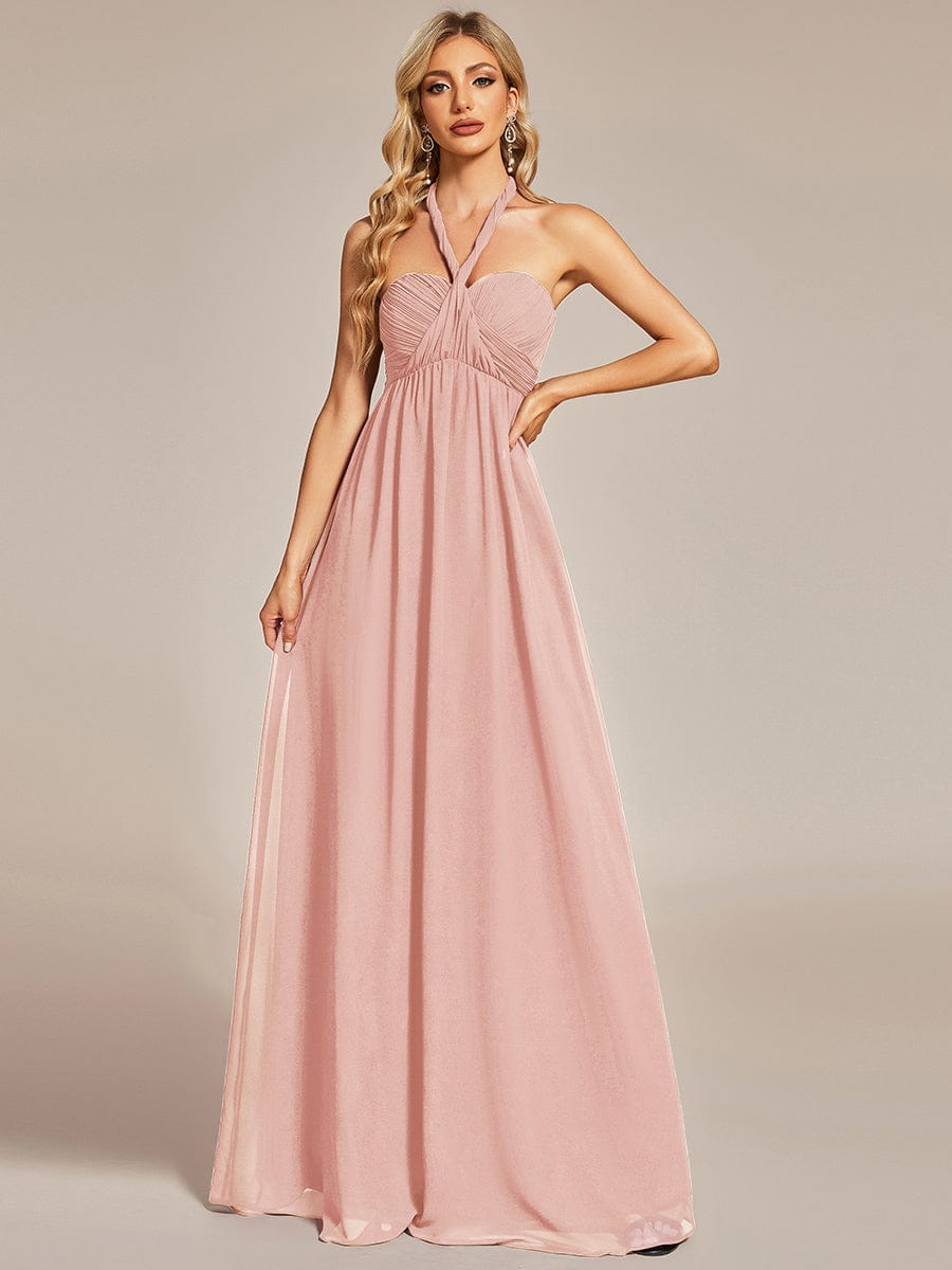 Custom Size Convertible Chiffon Pleated A-Line Bridesmaid Dress #color_Pink