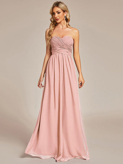 Custom Size Convertible Chiffon Pleated A-Line Bridesmaid Dress #color_Pink