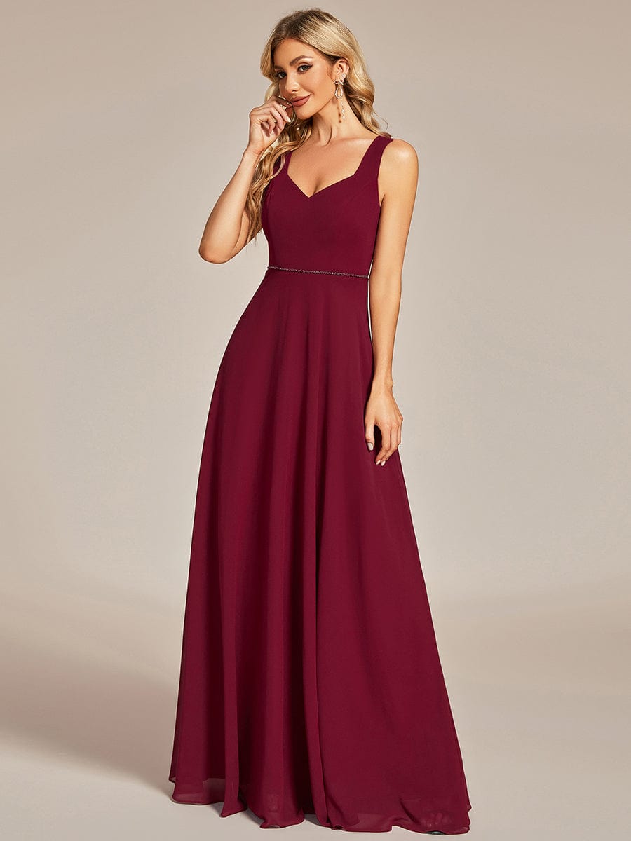 Sweetheart Chiffon Sleeveless Bridesmaid Dress with Back Hollow Out #color_Burgundy