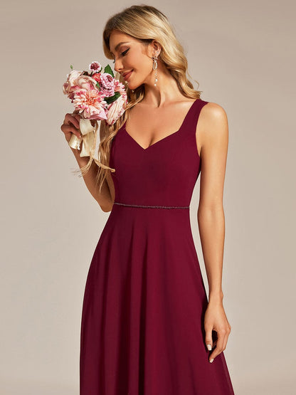 Sweetheart Chiffon Sleeveless Bridesmaid Dress with Back Hollow Out #color_Burgundy