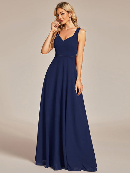 Sweetheart Chiffon Sleeveless Bridesmaid Dress with Back Hollow Out #color_Navy Blue