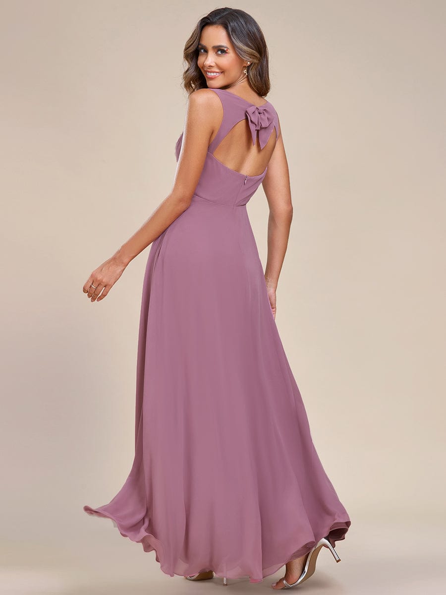 Sweetheart Chiffon Sleeveless Bridesmaid Dress with Back Hollow Out #color_Purple Orchid