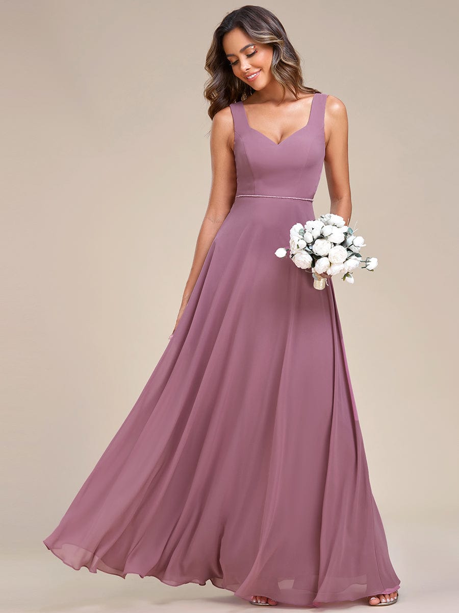 Sweetheart Chiffon Sleeveless Bridesmaid Dress with Back Hollow Out #color_Purple Orchid