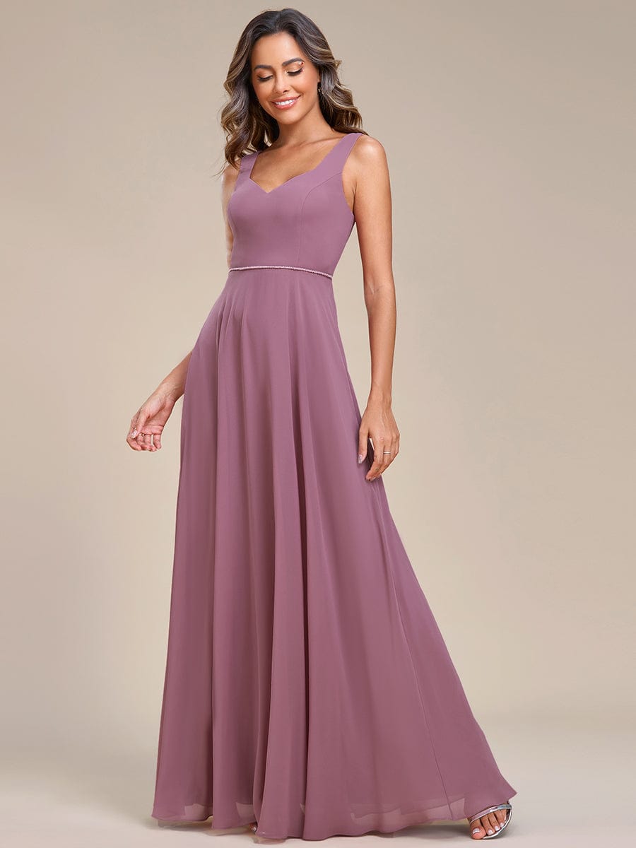 Sweetheart Chiffon Sleeveless Bridesmaid Dress with Back Hollow Out #color_Purple Orchid