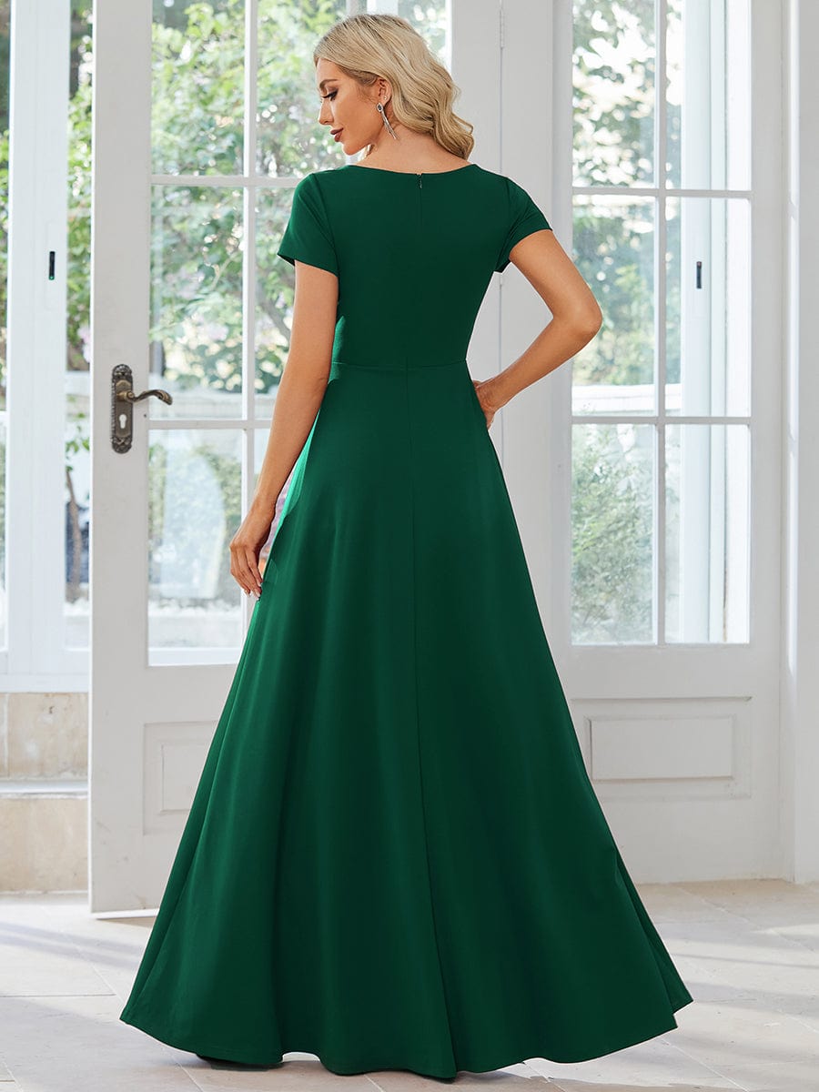 Sipmle Pleated Empire Waist A-Line Bridesmaid Dress #color_Dark Green