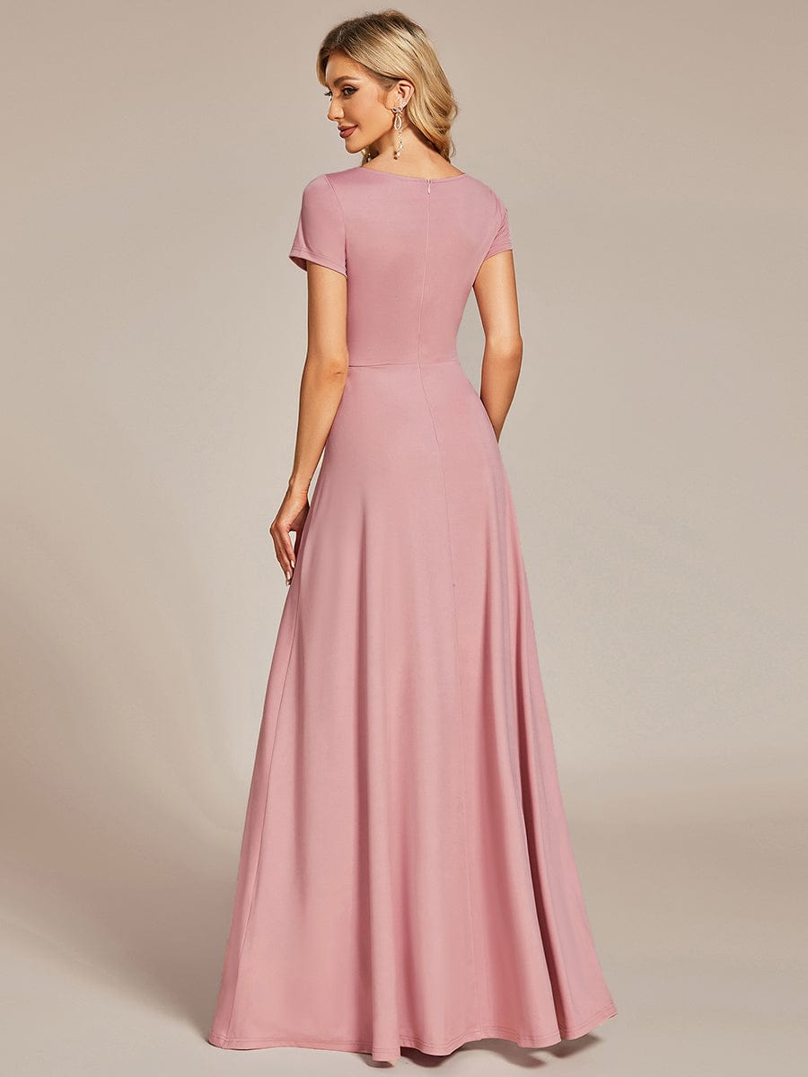 Sipmle Pleated Empire Waist A-Line Bridesmaid Dress #color_Dusty Rose