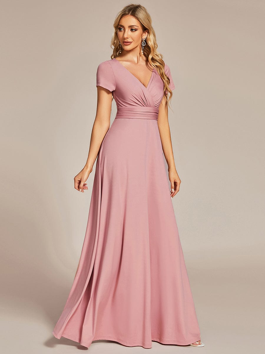 Sipmle Pleated Empire Waist A-Line Bridesmaid Dress #color_Dusty Rose