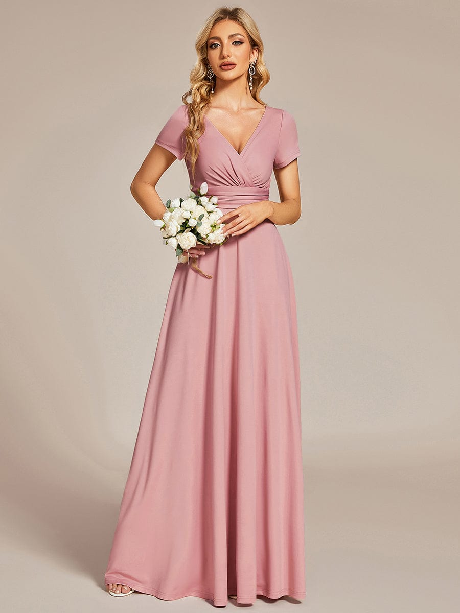 Sipmle Pleated Empire Waist A-Line Bridesmaid Dress #color_Dusty Rose