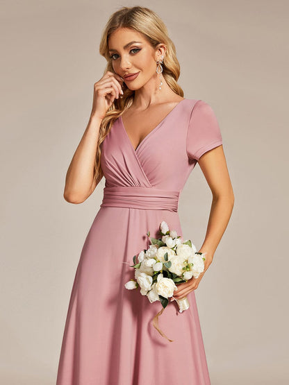 Sipmle Pleated Empire Waist A-Line Bridesmaid Dress #color_Dusty Rose