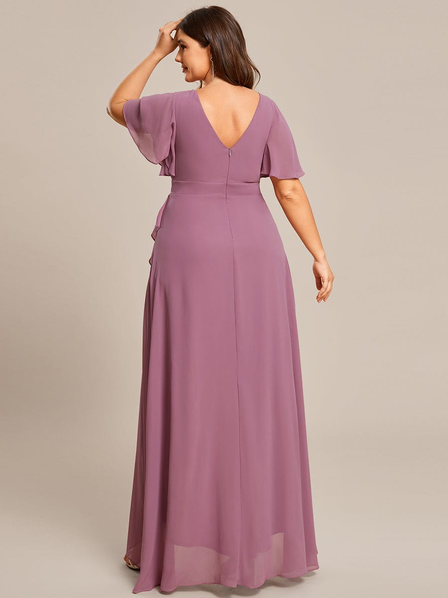 Charming Chiffon Bridesmaid Dress with Lotus Leaf Hemline #color_Purple Orchid