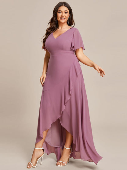 Custom Size Flowy Chiffon Ruffled Bridesmaid Dress #color_Purple Orchid