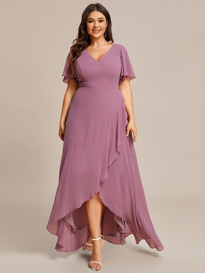 Custom Size Flowy Chiffon Ruffled Bridesmaid Dress #color_Purple Orchid