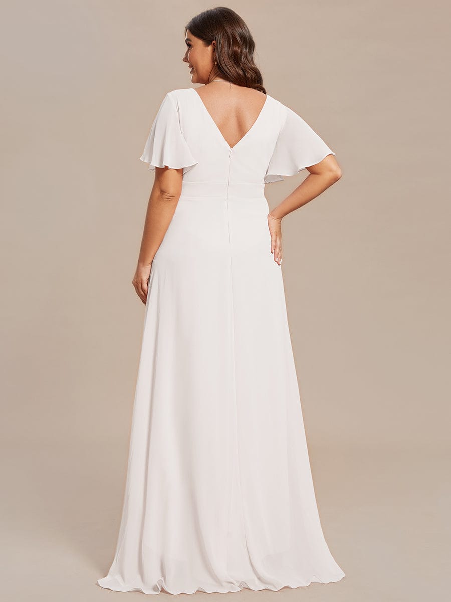 Charming Chiffon Bridesmaid Dress with Lotus Leaf Hemline #color_White