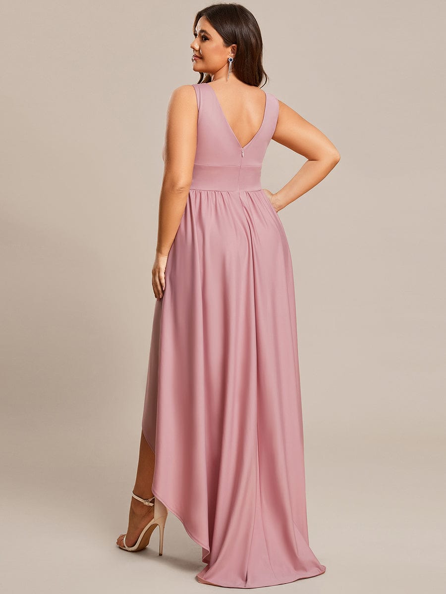 Elegant High-Low Sleeveless Empire Waist Birdesmaid Dress #color_Dusty Rose