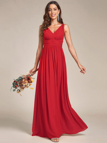 Elegant Sleeveless V-Neck Semi-Formal Chiffon Maxi Dress