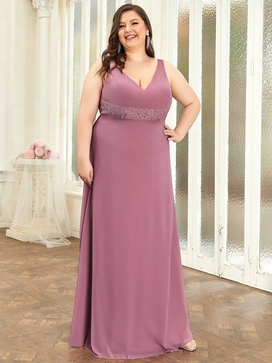 Backless Lace A-Line Chiffon Bridesmaid Dress #Color_Purple Orchid