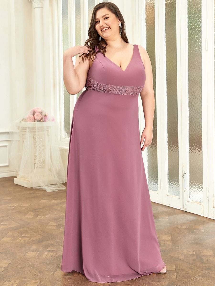 Backless Lace A-Line Chiffon Bridesmaid Dress #Color_Purple Orchid