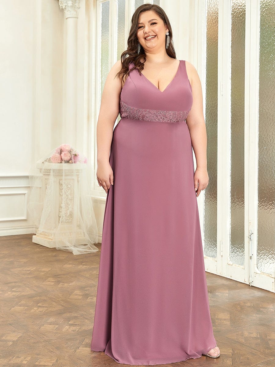 Backless Lace A-Line Chiffon Bridesmaid Dress #Color_Purple Orchid