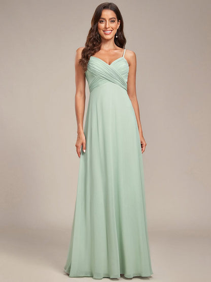 Criss-Cross V-Neck Chiffon Backless A-Line Bridesmaid Dress #color_Mint Green