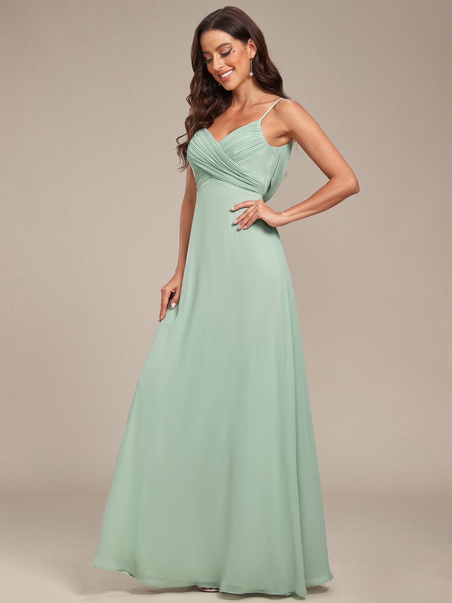 Criss-Cross V-Neck Chiffon Backless A-Line Bridesmaid Dress #color_Mint Green