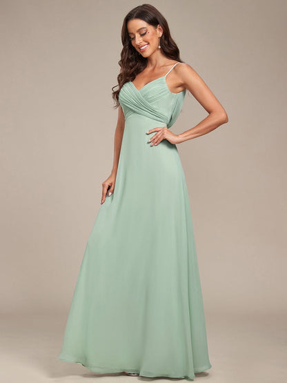 Criss-Cross V-Neck Chiffon Backless A-Line Bridesmaid Dress #color_Mint Green