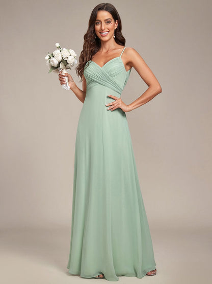 Criss-Cross V-Neck Chiffon Backless A-Line Bridesmaid Dress #color_Mint Green