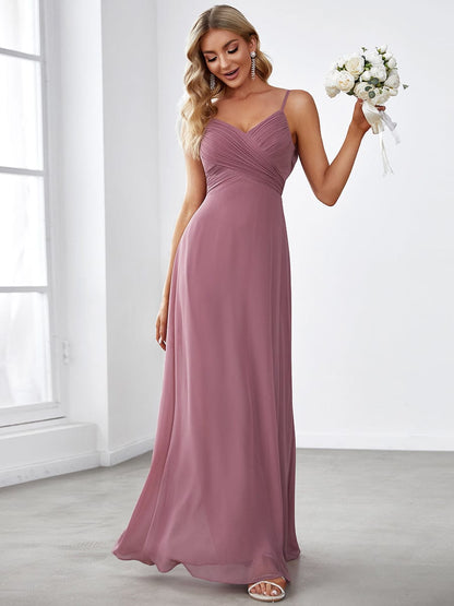 Criss-Cross V-Neck Chiffon Backless A-Line Bridesmaid Dress #color_Purple Orchid