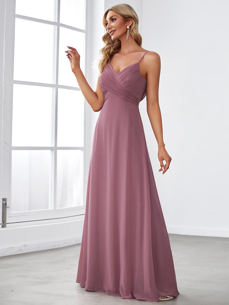 Criss-Cross V-Neck Chiffon Backless A-Line Bridesmaid Dress #color_Purple Orchid