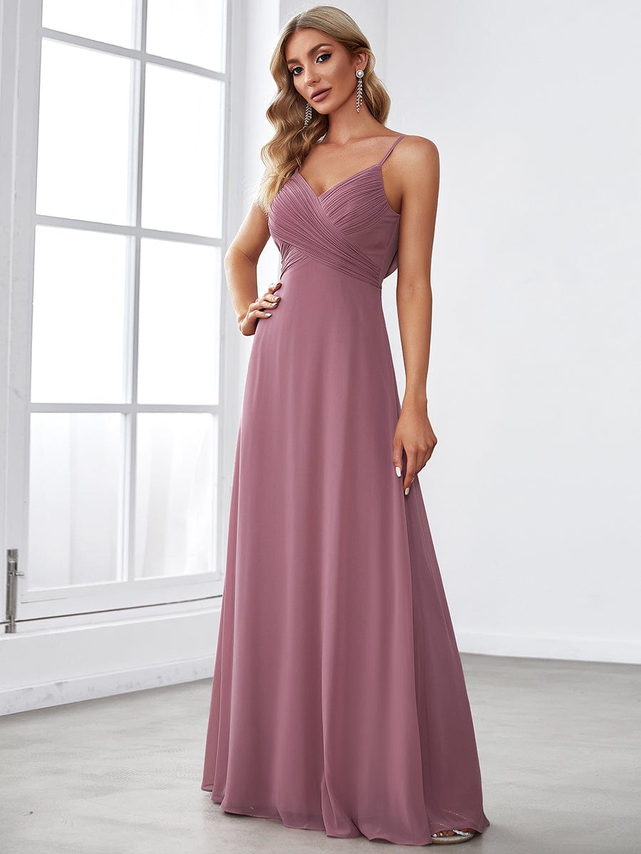 Criss-Cross V-Neck Chiffon Backless A-Line Bridesmaid Dress #color_Purple Orchid