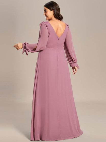 Plus Size Open Lantern Sleeve A-Line Bridesmaid Dress #color_Purple Orchid